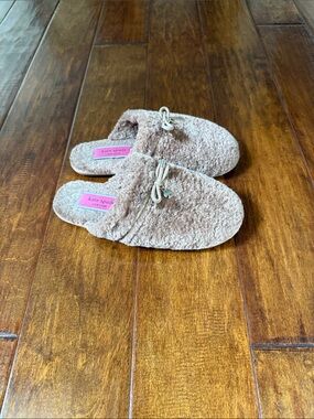 kate spade Bouclé Slip-On Slippers in Light Beige